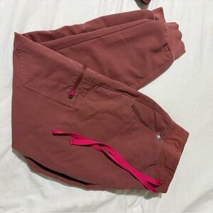 Figs Women's Brown Joggers with Pink Drawstring
